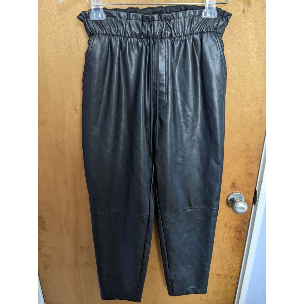 Abercrombie & Fitch Faux Leather Paper Bag Waist Moto Grunge Jogger Pants Size M